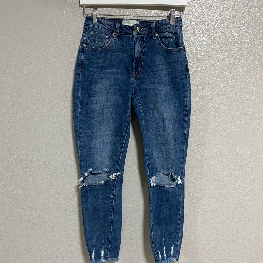 One by one teaspoon high waisted freebird denim size 27 reg distressed
